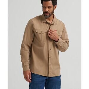 Wrangler brown khaki long sleeve button up shirt